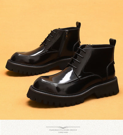 Botas Martin de Cuero Charol Plataforma con Cierre - Estilo Británico Elegante - Image 16