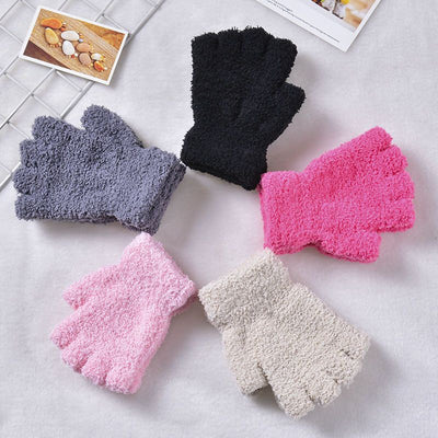 Guantes Térmicos Infantiles Mitad Dedo Terciopelo Protección Frío - Image 10
