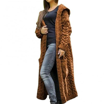 Cardigan Largo con Capucha y Trenzas Texturizadas para Mujer - Image 9