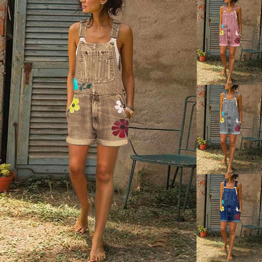 Overol Estampado Slim Fit para Mujer - Shorts de Moda