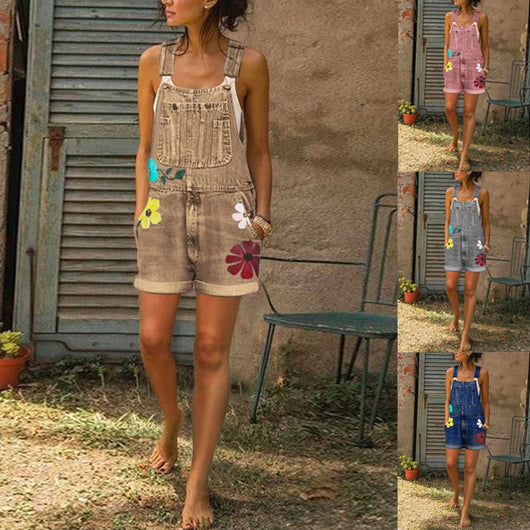 Overol Estampado Slim Fit para Mujer - Shorts de Moda
