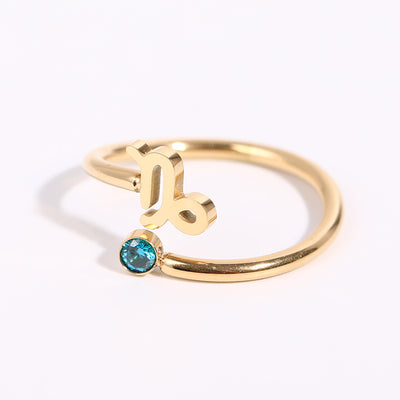 Anillo de Acero Inoxidable con Piedra de Nacimiento del Zodiaco - Image 25