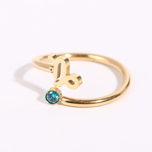 Anillo de Acero Inoxidable con Piedra de Nacimiento del Zodiaco - Image 25
