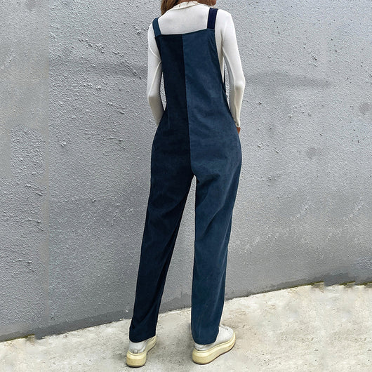 Jumpsuit Casual para Damas con Costuras Bicolores y Tirantes Simétricos - Image 9