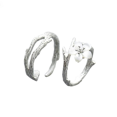 Anillo de Pareja Flor de Cerezo en Plata de Ley 925 - Image 3