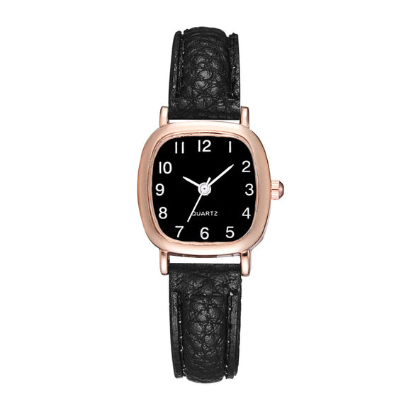 Women's Stainless Steel Watch with Faux Leather Strap