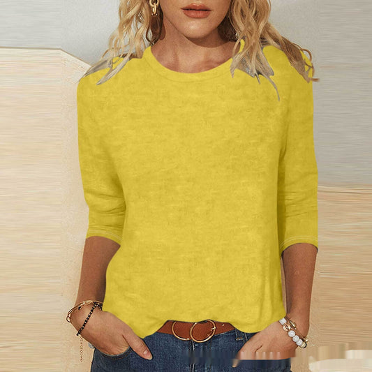 Blusa Casual Cuello Redondo Manga 3/4 para Mujer