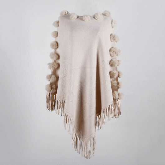 Suéter Tipo Poncho con Borlas y Cuello Redondo para Mujer - Image 12