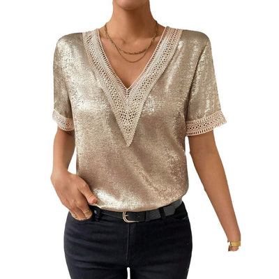 Blusa Elegante para Mujer con Encaje y Escote en V - Image 12