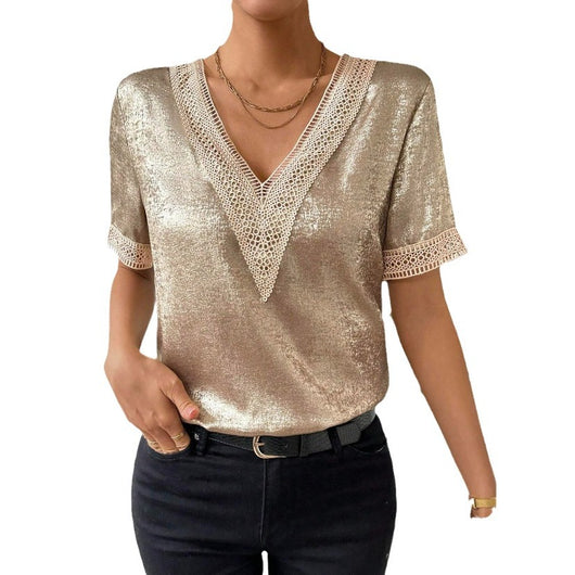 Blusa Elegante para Mujer con Encaje y Escote en V - Image 12