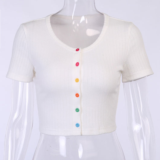 Camiseta Ajustada de Algodón para Niña con Escote Pronunciado - Image 3