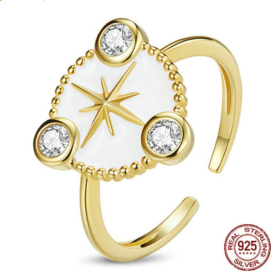Anillo Estrella de Ocho Puntas Chapado en Oro Real - Diseño Personalidad