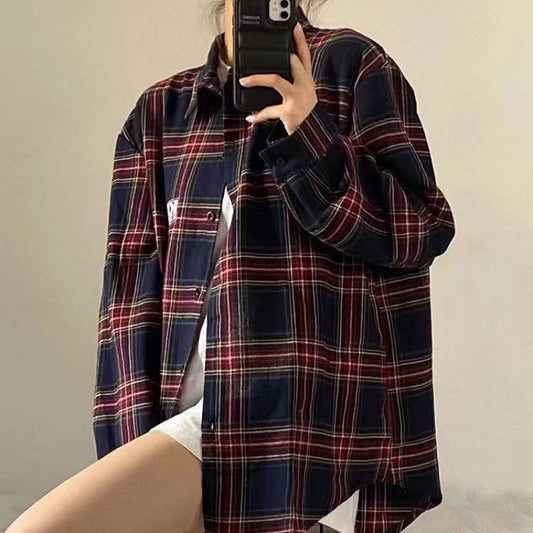 Camisa Cuadriculada Suelta y Fresca para Mujer