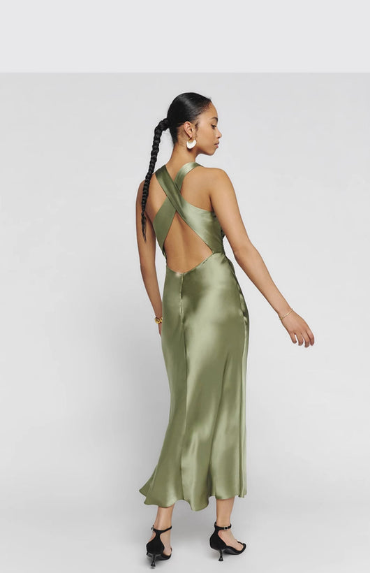 Vestido Acetato Backless Cintura Francesa Ajustado - Image 33
