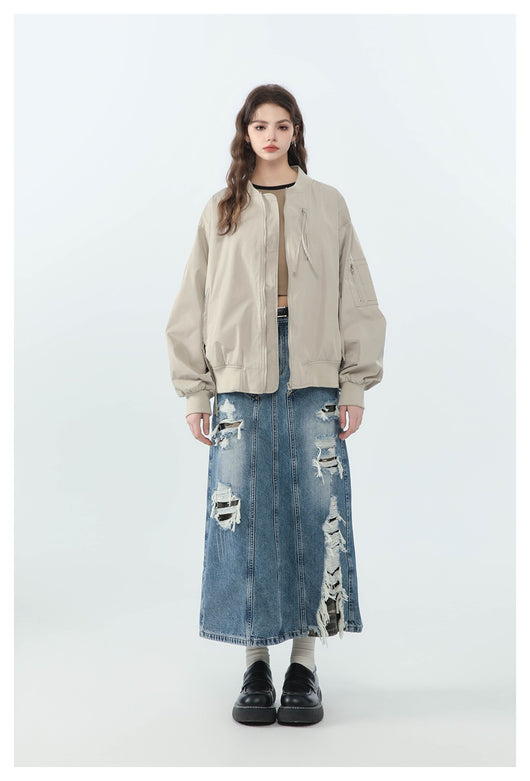 Abrigo Beisbolero Holgado para Mujer - Image 26