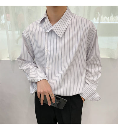 Camisa Casual Ejecutiva con Solapa Asimétrica y Rayas - Image 12