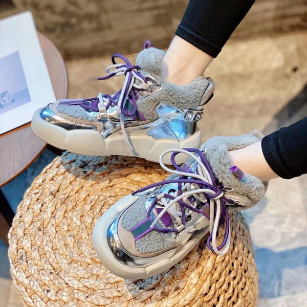 Zapatillas Deportivas Casuales en Cuero y Lana - Estilo Moderno