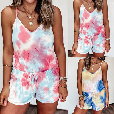 Shorts con Tirantes Estampado Tie-Dye para Mujer