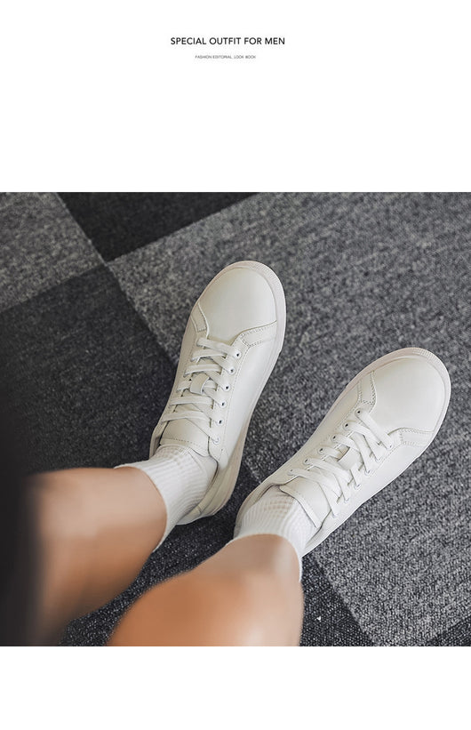 Tenis Blancos de Cuero Respirable con Suela Plana - Estilo Versátil - Image 9