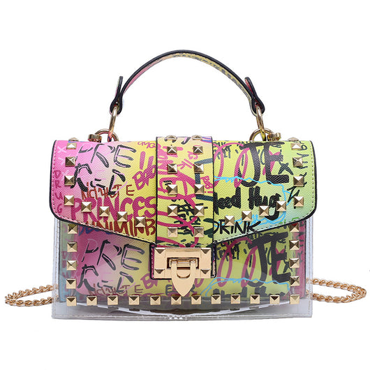Bolso Bandolera Estilo Graffiti con Tachuelas - Versátil y Moderno - Image 12