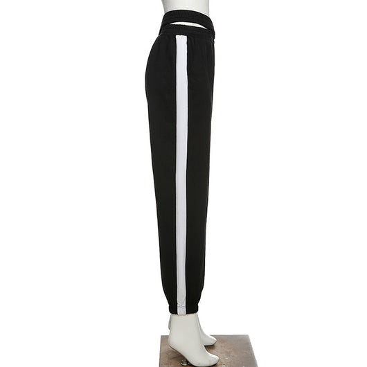Pantalones Deportivos Sueltos de Contraste - Diseño Versátil para Mujer - Image 4