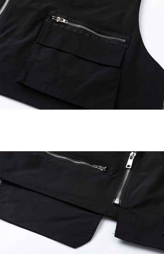 Chaleco Hip-hop Urbano Multi-Cierre sin Mangas Estilo Streetwear - Image 17