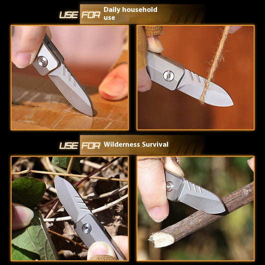 Cuchillo Plegable de Aleación de Titanio Mini A - Herramienta Táctica Compacta para Aventuras - Image 3