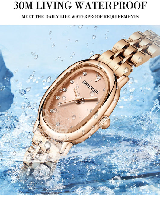 Reloj de Cuarzo para Mujer con Correa de Cuero y Acero Inoxidable Resistente al Agua - Image 10