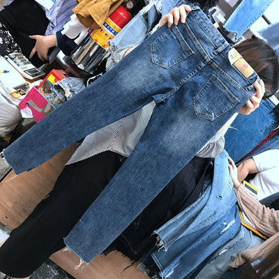 Pantalones Vaqueros Cropped Cintura Alta Rotos - Image 9