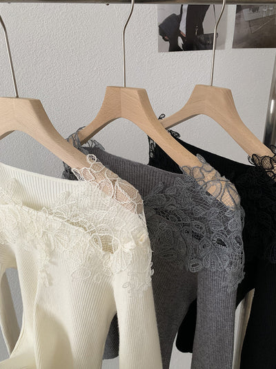 Suéter Tejido con Encaje Calado y Cuello en V para Mujer - Colección Otoño Invierno - Image 19
