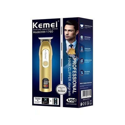 Dark gray Kemei electric hair clipper with a digital display showing "188 POWER LEFT" and a textured grip. - Image 4