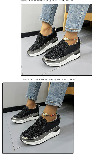 Zapatillas Casual para Mujer con Lentejuelas y Suela Gruesa Acolchada - Image 5