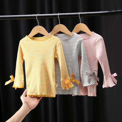 Camisa Básica de Algodón con Rayas para Primavera y Otoño