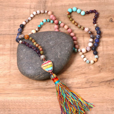 Collar Bohemio con Piedras Coloridas y Borla de Tassel - Image 2