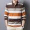 Camisa de Manga Larga con Cuello Italiano a Rayas