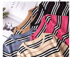 Suéter Camiseta Coreana a Rayas Holgada Básica - Image 19