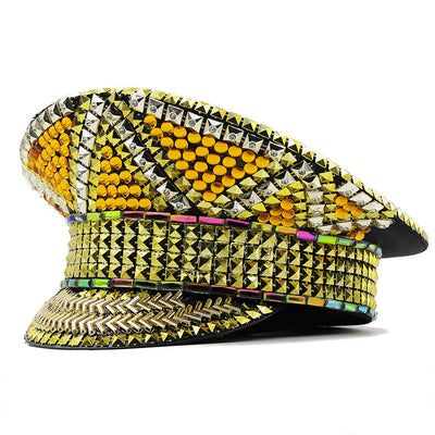 Gorro Plano Dorado con Diamantes para Fiestas y Carnavales - Image 9