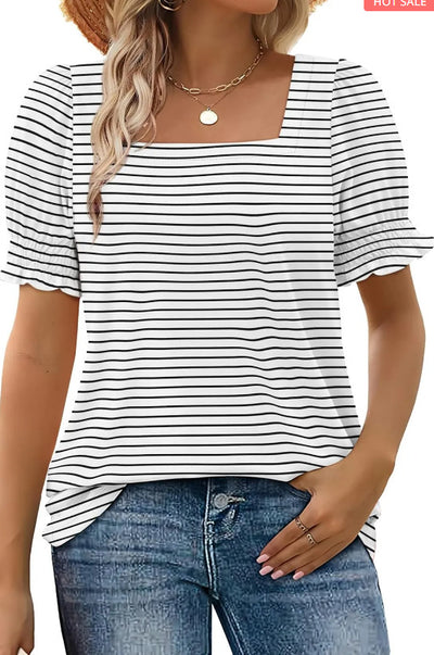 Blusa Suelta Cuello U con Mangas de Pétalos - Image 23