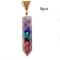 Seven Chakra Natural Crushed Stone Hexagon Column Necklace Aura Pendant Dorado 8PCS