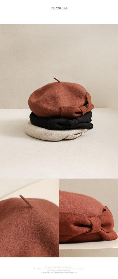Boina de Lana con Moño Retro para Mujer - Elegante y Cálida para Otoño e Invierno - Image 9