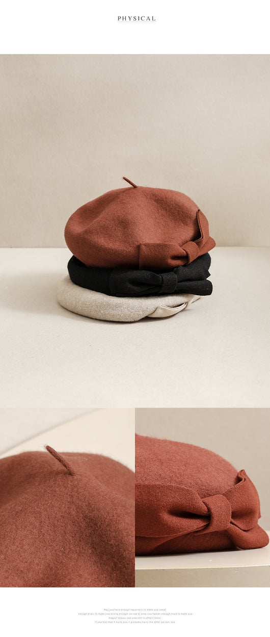 Boina de Lana con Moño Retro para Mujer - Elegante y Cálida para Otoño e Invierno - Image 9