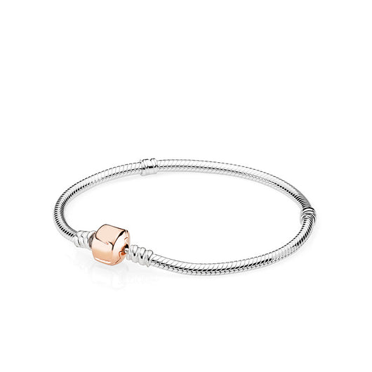 Cadena Eslabón Serpiente Plata de Ley con Cierre Oro Rosa - Image 5