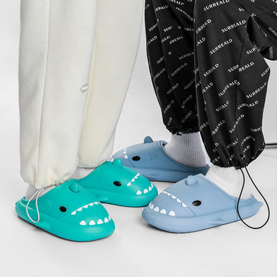 Pantuflas de Pareja Tiburón Cartoon - Suela Suave EVA y Algodón