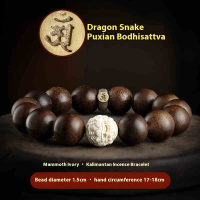 Pulsera Buda de Marfil de Mamut y Agar – Brazalete Espiritual para Mujeres - Image 4