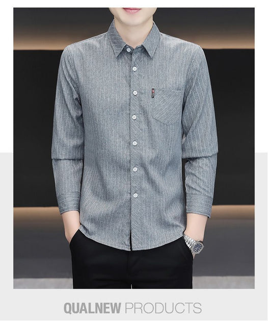 Camisa Slim Fit a Rayas Versátil para Joven - Image 28