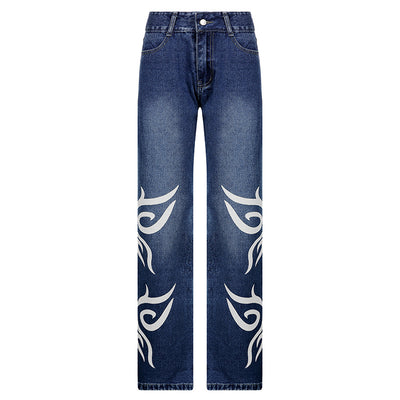 Pantalones Sueltos Talle Bajo con Pliegues y Estampado de Corazones - Image 42