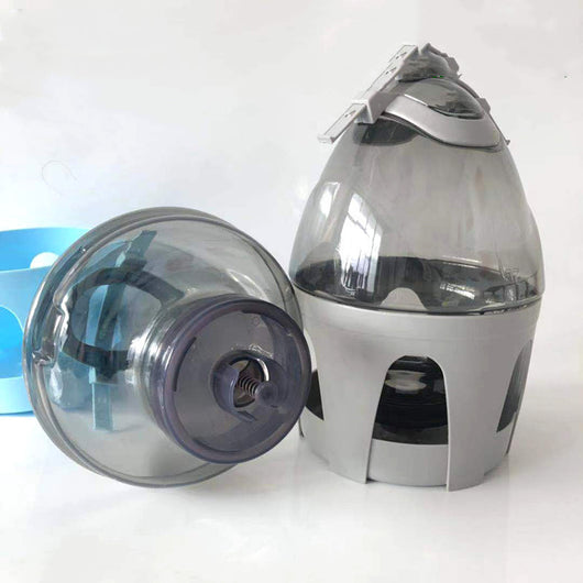 Transparent pet drinker with a light blue base and handle, designed for chickens or small birds. - Image 23