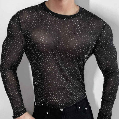 Playera Manga Larga Malla Translúcida Slim Fit - Image 6