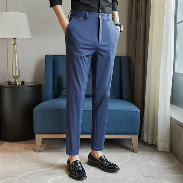Pantalones Casuales Slim Fit de Color Sólido para Hombre