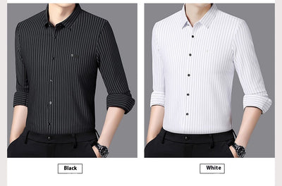 Camisa de Rayas Manga Larga para Hombre - Casual Ejecutivo Primavera Otoño - Image 15